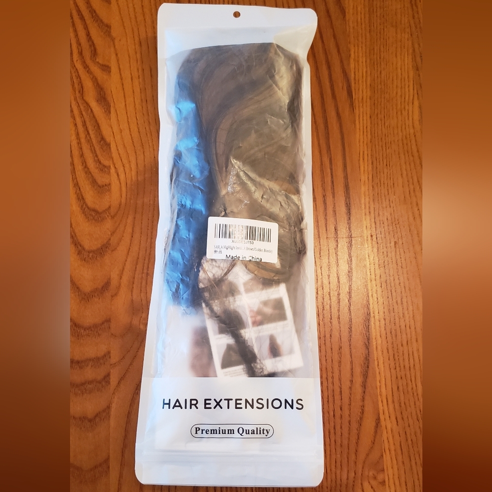 Hair extensions, brown/golden blonde highlights - NEW